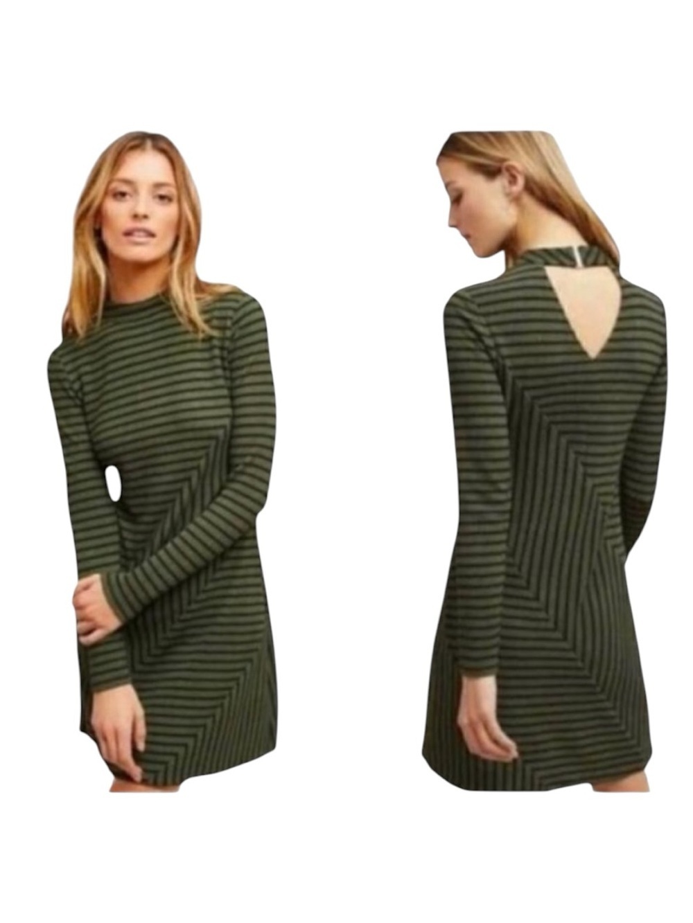 NEW Anthropologie Hutch Knit Dress Green Moss Black